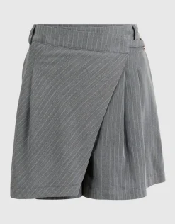 Pinstripe Pleated Skort Donkergrijs