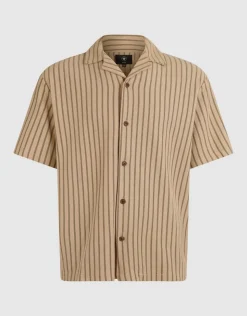 Pinstripe Rib Overhemd Zand