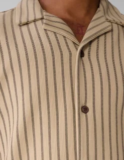Pinstripe Rib Overhemd Zand