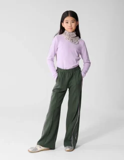 Piping Wide Leg Fit Broek Donkergroen