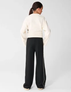 Piping Wide Leg Fit Broek Zwart