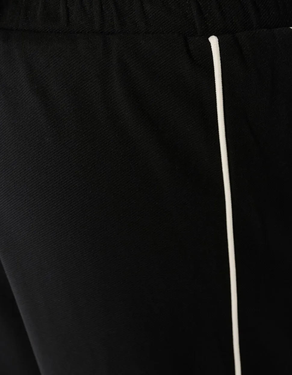 Piping Wide Leg Fit Broek Zwart