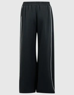 Piping Wide Leg Fit Broek Zwart