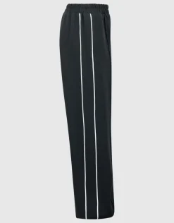 Piping Wide Leg Fit Broek Zwart
