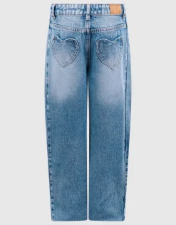 Pleated Wide Leg Fit Jeans Blauw