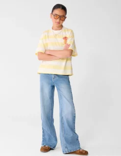 Pleated Wide Leg Fit Jeans Blauw