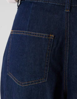 Pleated Wide Leg Fit Jeans Donkerblauw