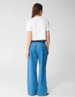 Pleated Wide Leg Fit Jeans Mediumstone