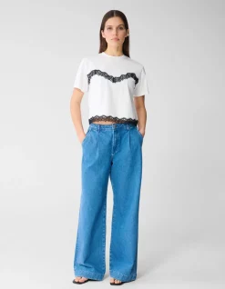 Pleated Wide Leg Fit Jeans Mediumstone