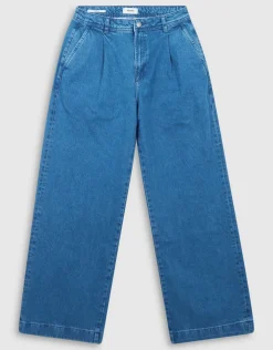 Pleated Wide Leg Fit Jeans Mediumstone