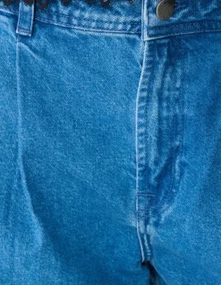 Pleated Wide Leg Fit Jeans Mediumstone