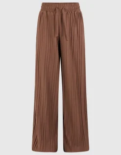 Plissé Wide Leg Broek Bruin