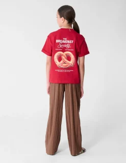 Plissé Wide Leg Broek Bruin