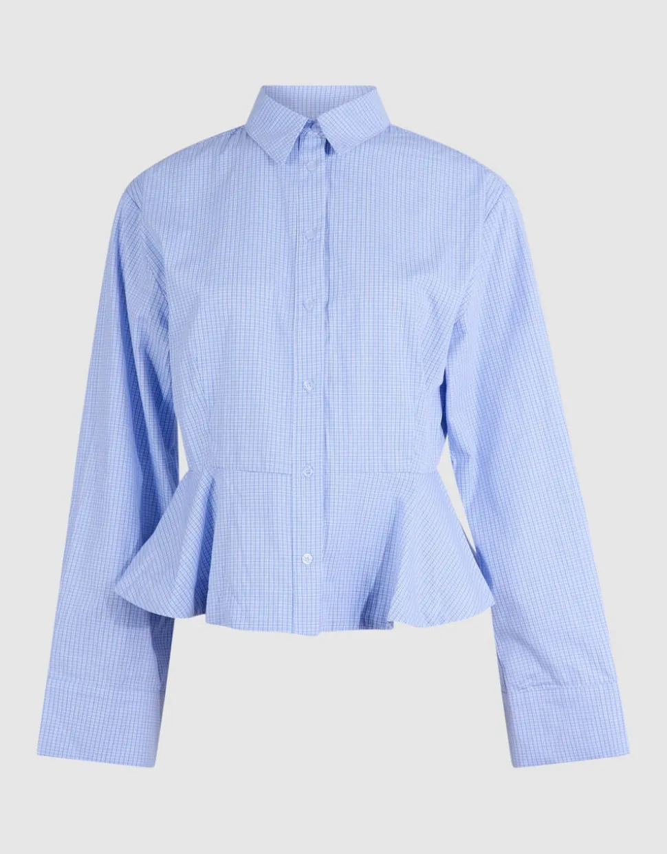 Poplin Peplum Blouse Blauw