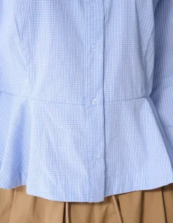 Poplin Peplum Blouse Blauw