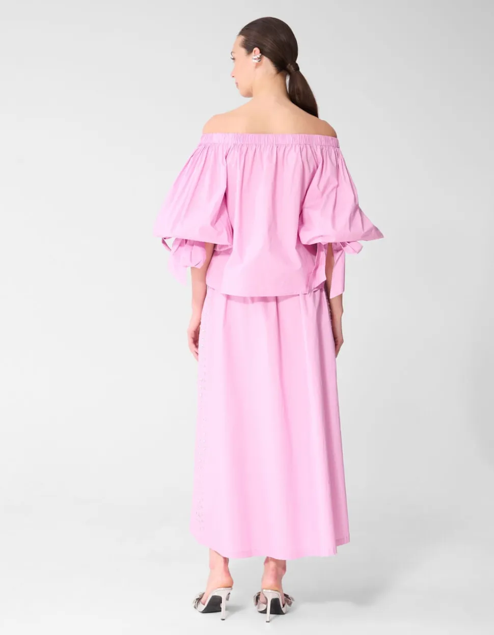 Poplin Studs Maxi Rok Roze