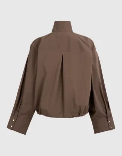 Poplin Track Blouse Donkerbruin