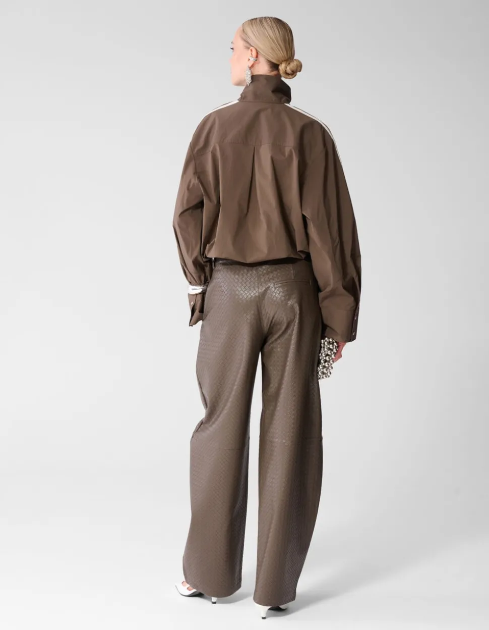 Poplin Track Blouse Donkerbruin