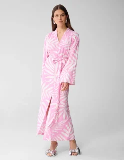 Printed Kimono Maxi Jurk Lichtroze