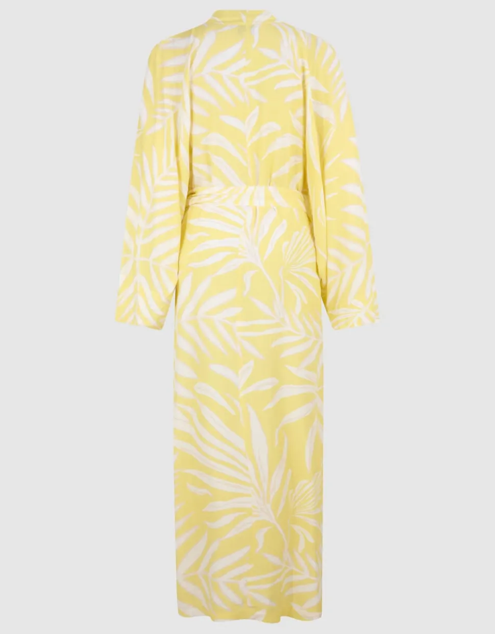 Printed Kimono Maxi Jurk Lichtgeel