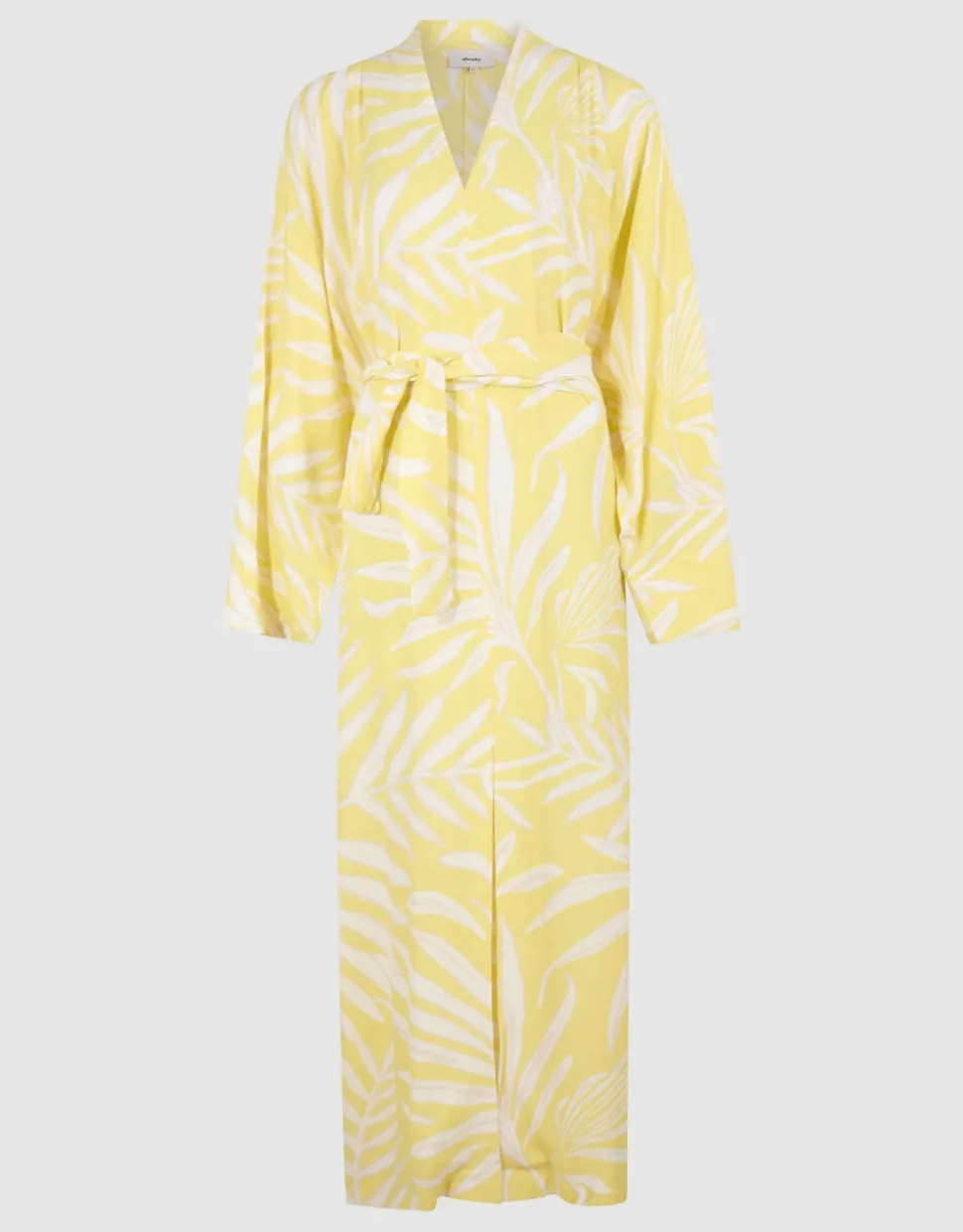 Printed Kimono Maxi Jurk Lichtgeel