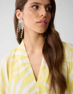 Printed Kimono Maxi Jurk Lichtgeel