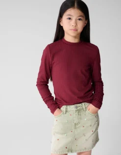Puff Rib Longsleeve Top Donkerrood