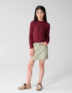 Puff Rib Longsleeve Top Donkerrood