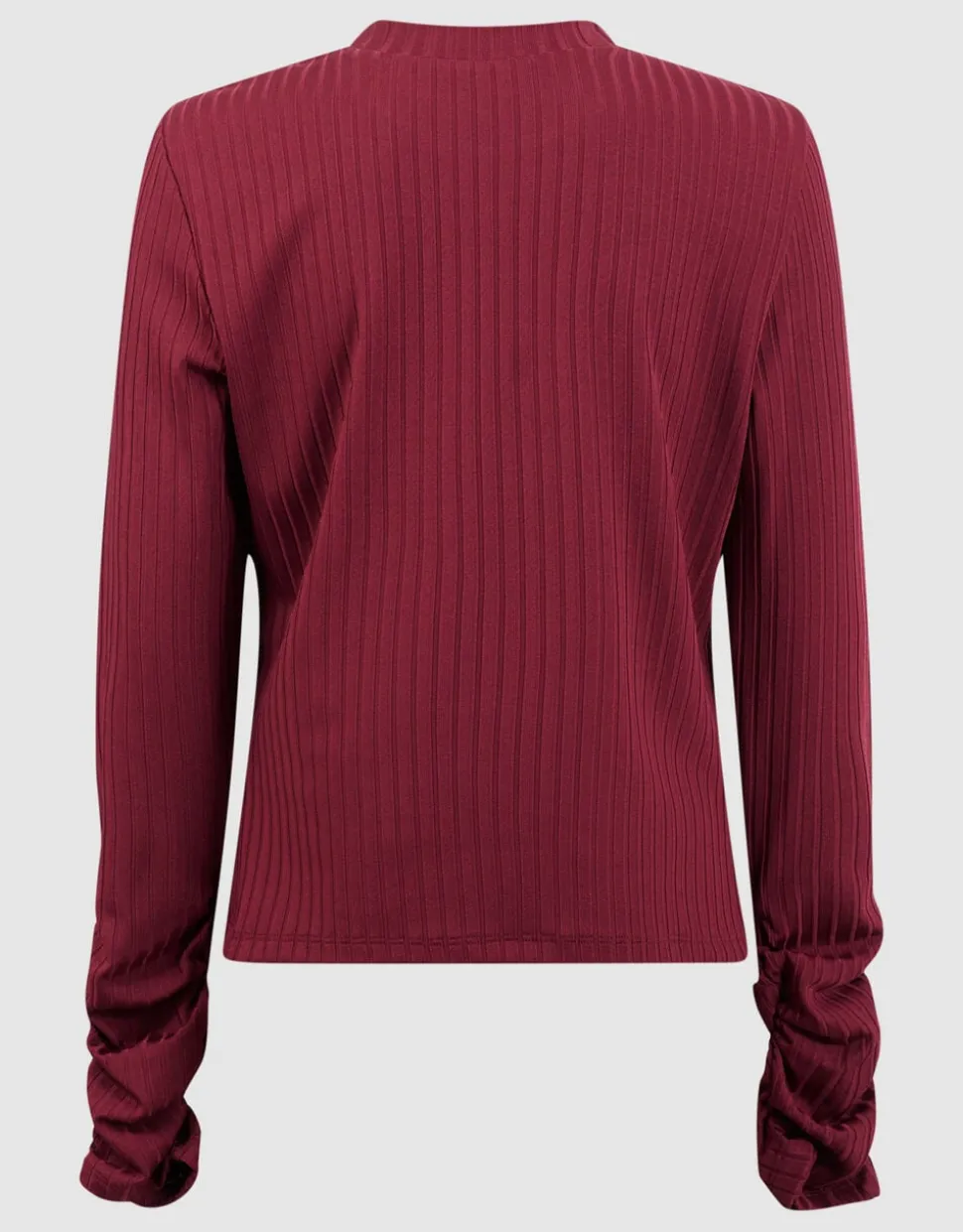 Puff Rib Longsleeve Top Donkerrood