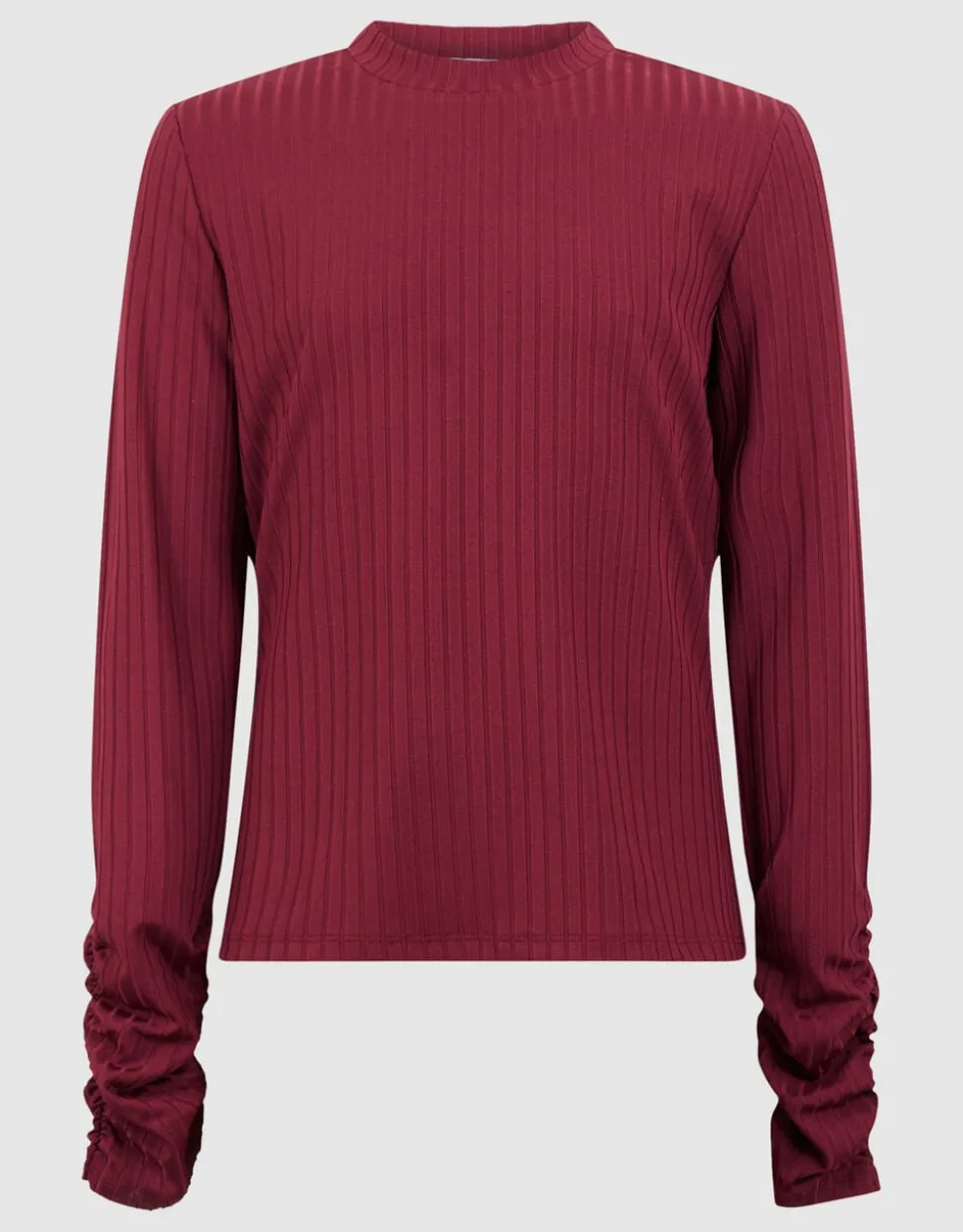 Puff Rib Longsleeve Top Donkerrood