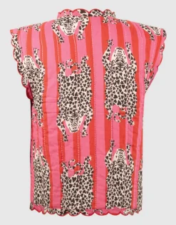 Quilted Leopard Gilet Roze