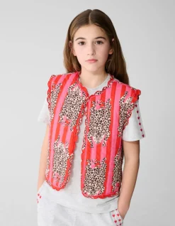 Quilted Leopard Gilet Roze
