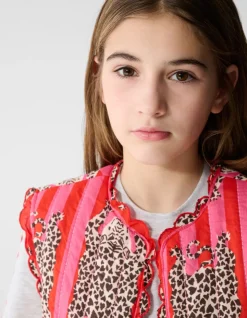 Quilted Leopard Gilet Roze