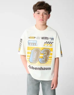 Race Artwork T-shirt Gebroken Wit