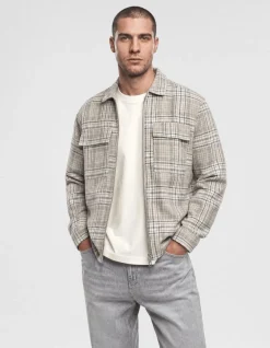 Relaxed Fit Check Overshirt Lichtgroen