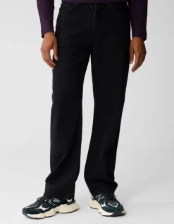 Relaxed Fit Jeans Washed Zwart