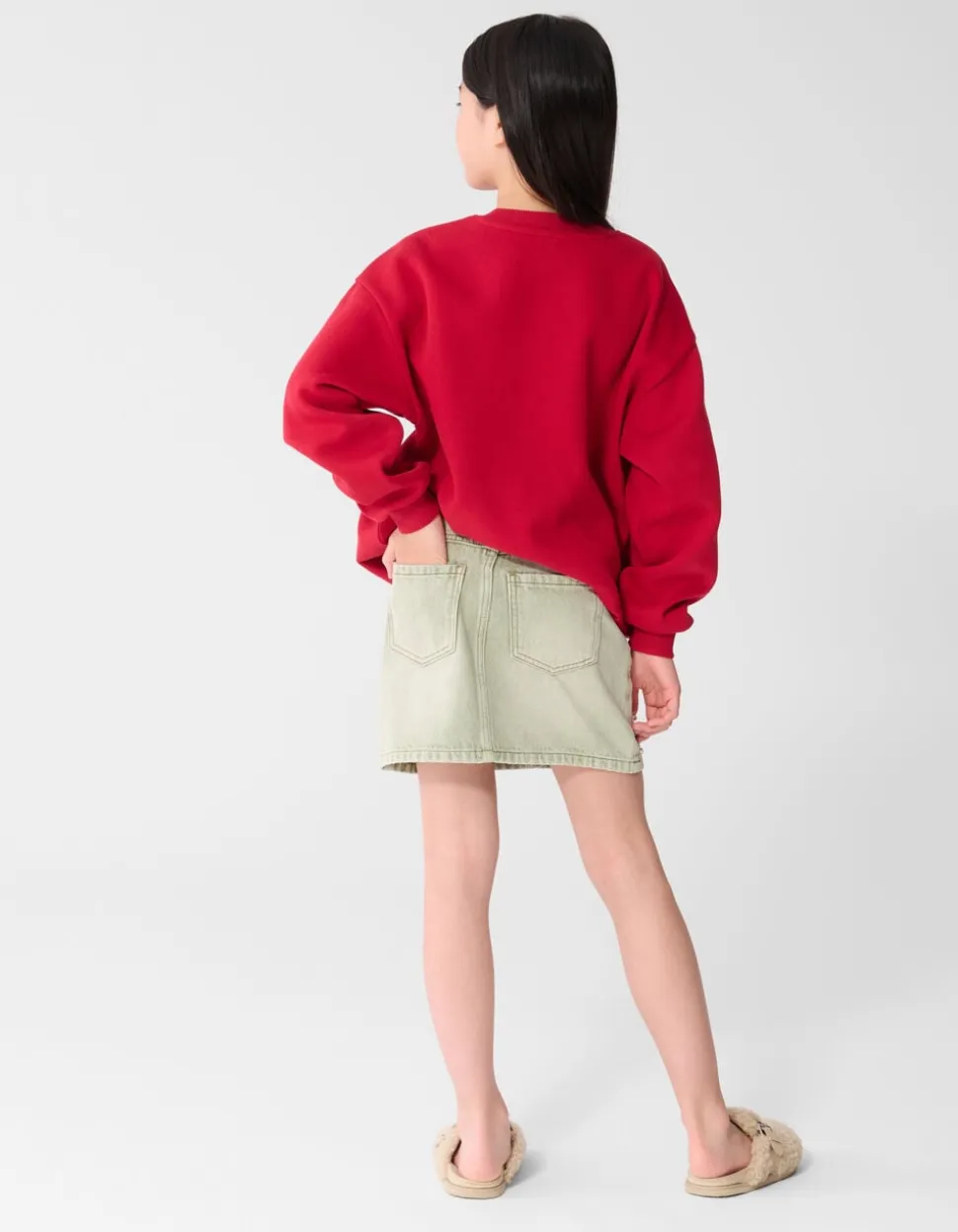 Rhinestone Denim Rok Groen