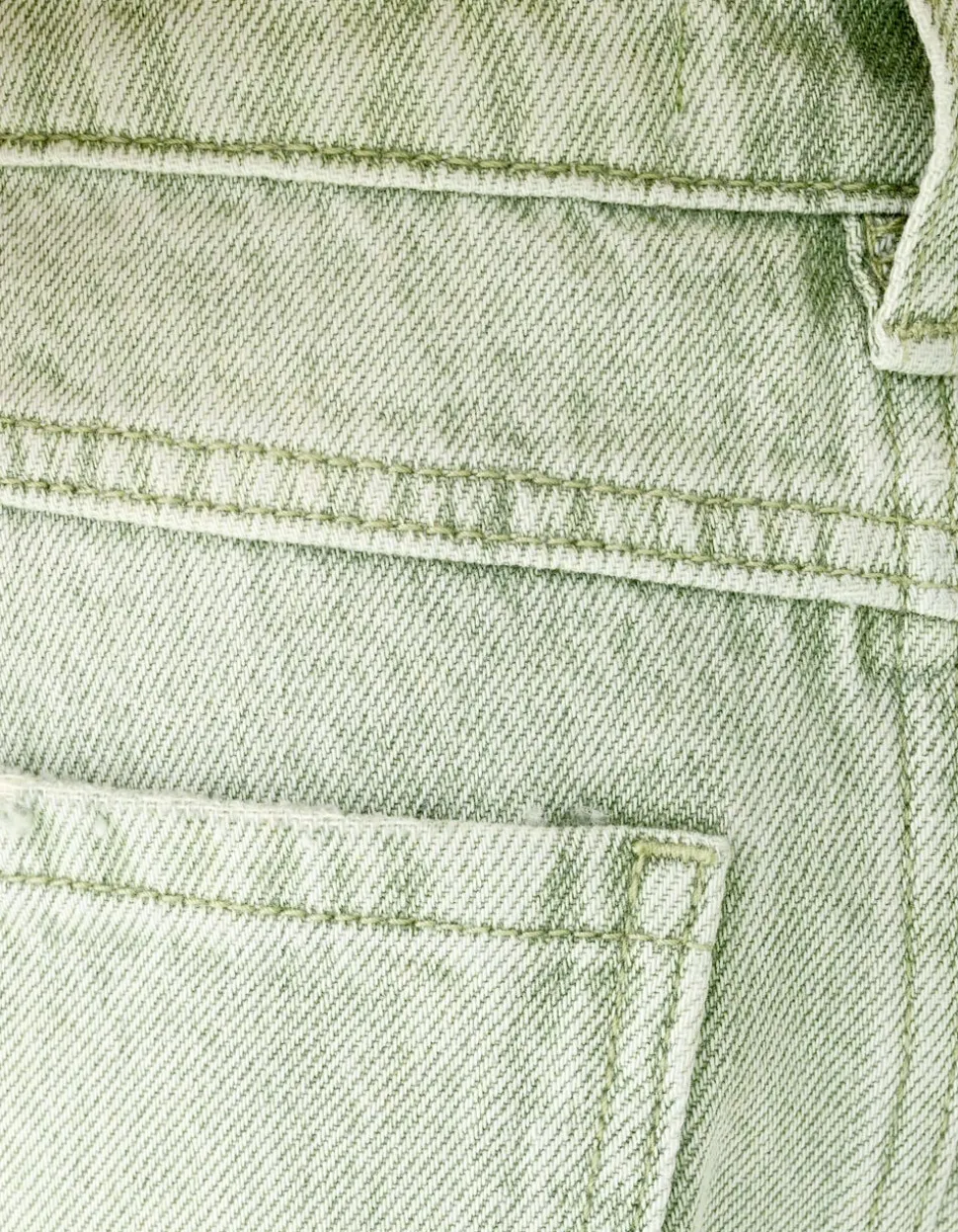 Rhinestone Denim Rok Groen
