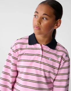 Rhinestone Longsleeve Polo Roze