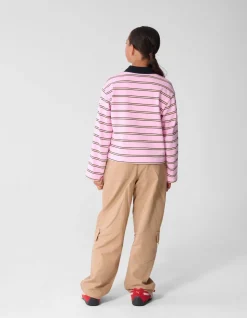 Rhinestone Longsleeve Polo Roze