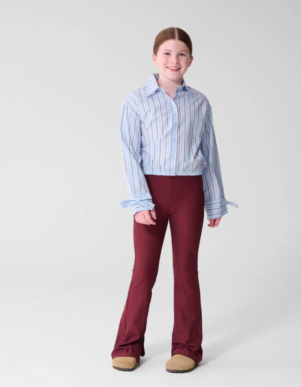 Rib Flared Fit Legging Donkerrood