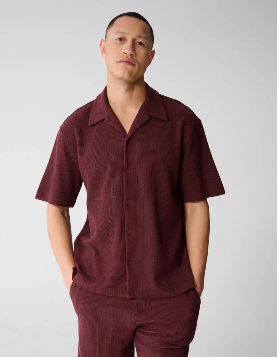 Rib Overhemd Donkerrood