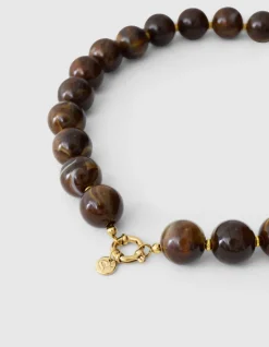Ronde Beaded Ketting Bruin