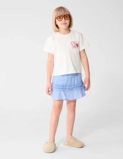 Ruffle Heart Mini Rok Lichtblauw