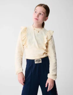 Ruffle Longsleeve Top Gebroken Wit