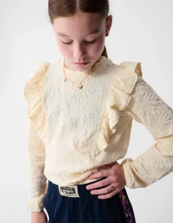 Ruffle Longsleeve Top Gebroken Wit