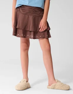Ruffle Stud Rok Bruin