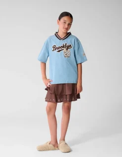 Ruffle Stud Rok Bruin