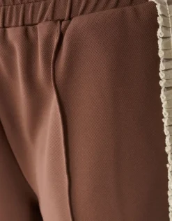 Ruffle Tape Wide Leg Fit Broek Bruin