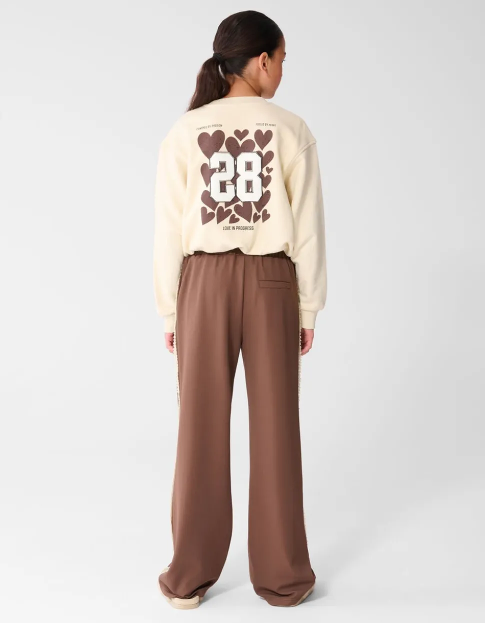 Ruffle Tape Wide Leg Fit Broek Bruin